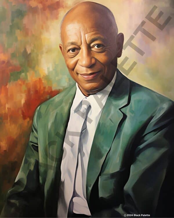 Expressive oil painting of Alain LeRoy Locke, with a warm, reflective smile.