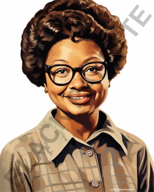 Claudette Colvin depicted with poise and a smile, symbolizing her resolve and optimism.