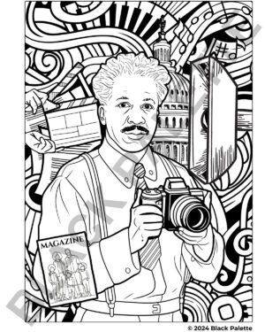 Inspired Gordon Parks coloring page, showcasing his legacy as a photographer and storyteller.