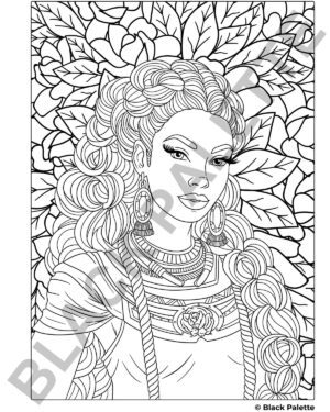 Jasmine Flower Themed Coloring Page - Diverse Arab Beauty